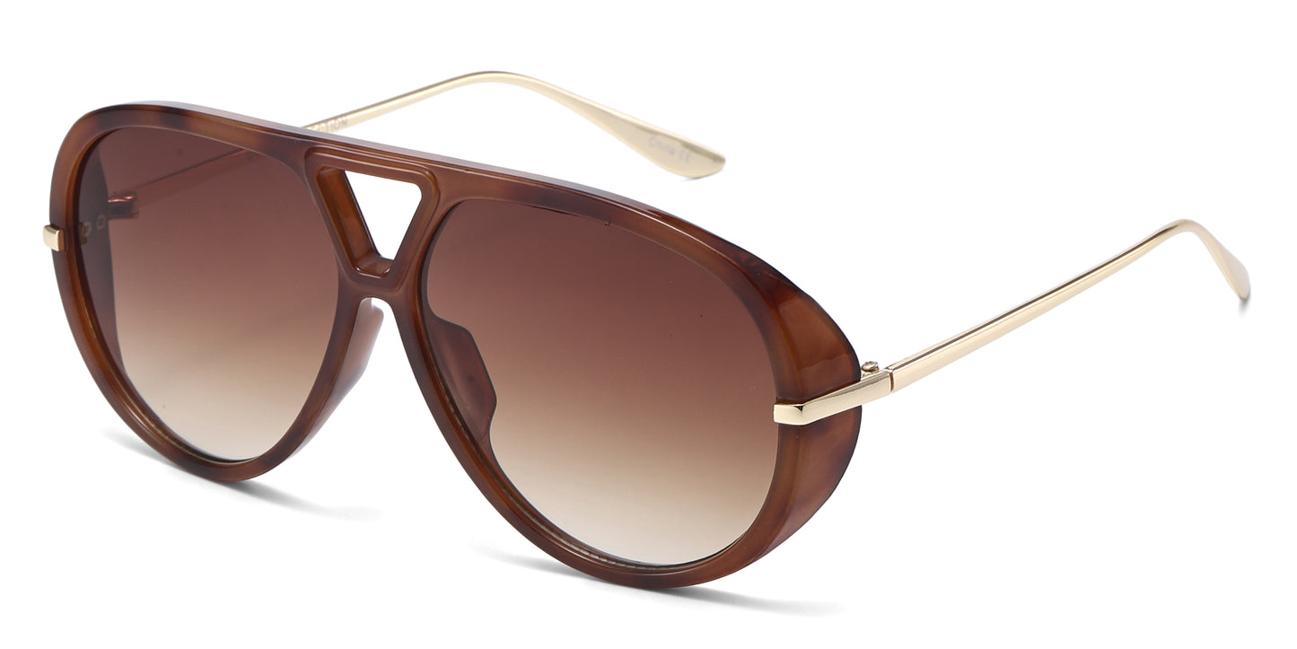 8150 - Oversized Thick Aviator Plastic Sunglasses