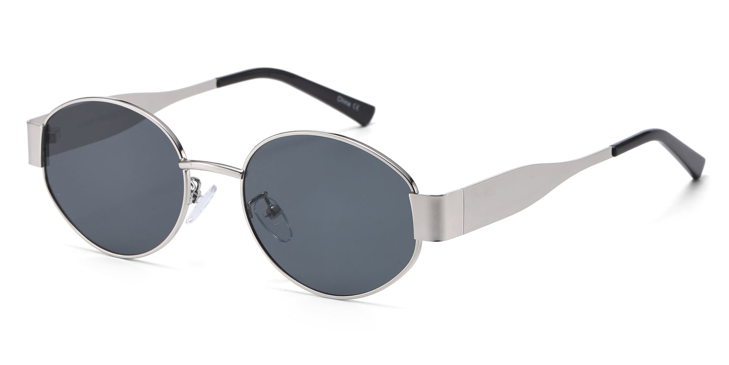 8151 - Oval Fashion Metal Sunglasses