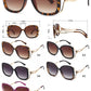 8152 - Large Square Butterfly with Temple Cut Out Womens Fashion Plastic Sunglasses