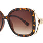 8152 - Large Square Butterfly with Temple Cut Out Womens Fashion Plastic Sunglasses