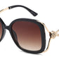 8152 - Large Square Butterfly with Temple Cut Out Womens Fashion Plastic Sunglasses