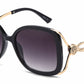 8152 - Large Square Butterfly with Temple Cut Out Womens Fashion Plastic Sunglasses