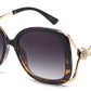 8152 - Large Square Butterfly with Temple Cut Out Womens Fashion Plastic Sunglasses