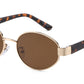 8153 - Oval Fashion Metal Sunglasses with Plastic Temple