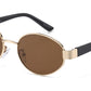 8153 - Oval Fashion Metal Sunglasses with Plastic Temple