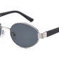 8153 - Oval Fashion Metal Sunglasses with Plastic Temple