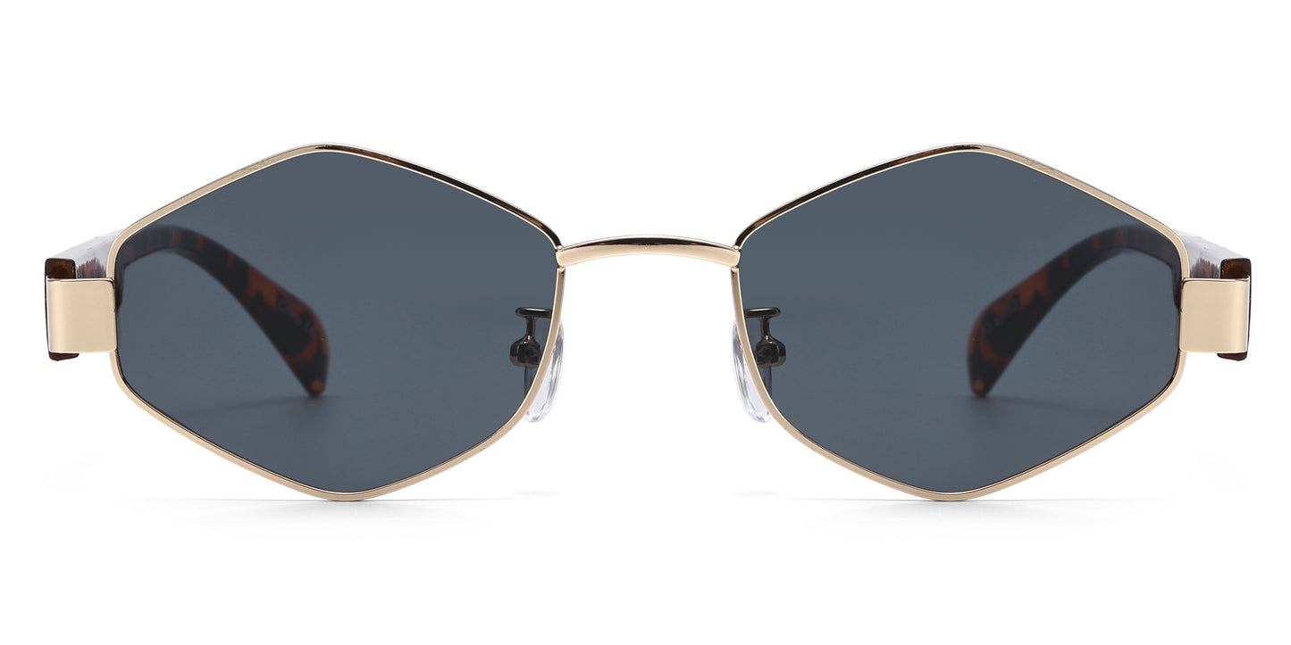 8154 - Hexagon Retro Metal Sunglasses