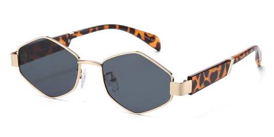 8154 - Hexagon Retro Metal Sunglasses