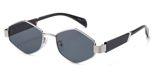 8154 - Hexagon Retro Metal Sunglasses