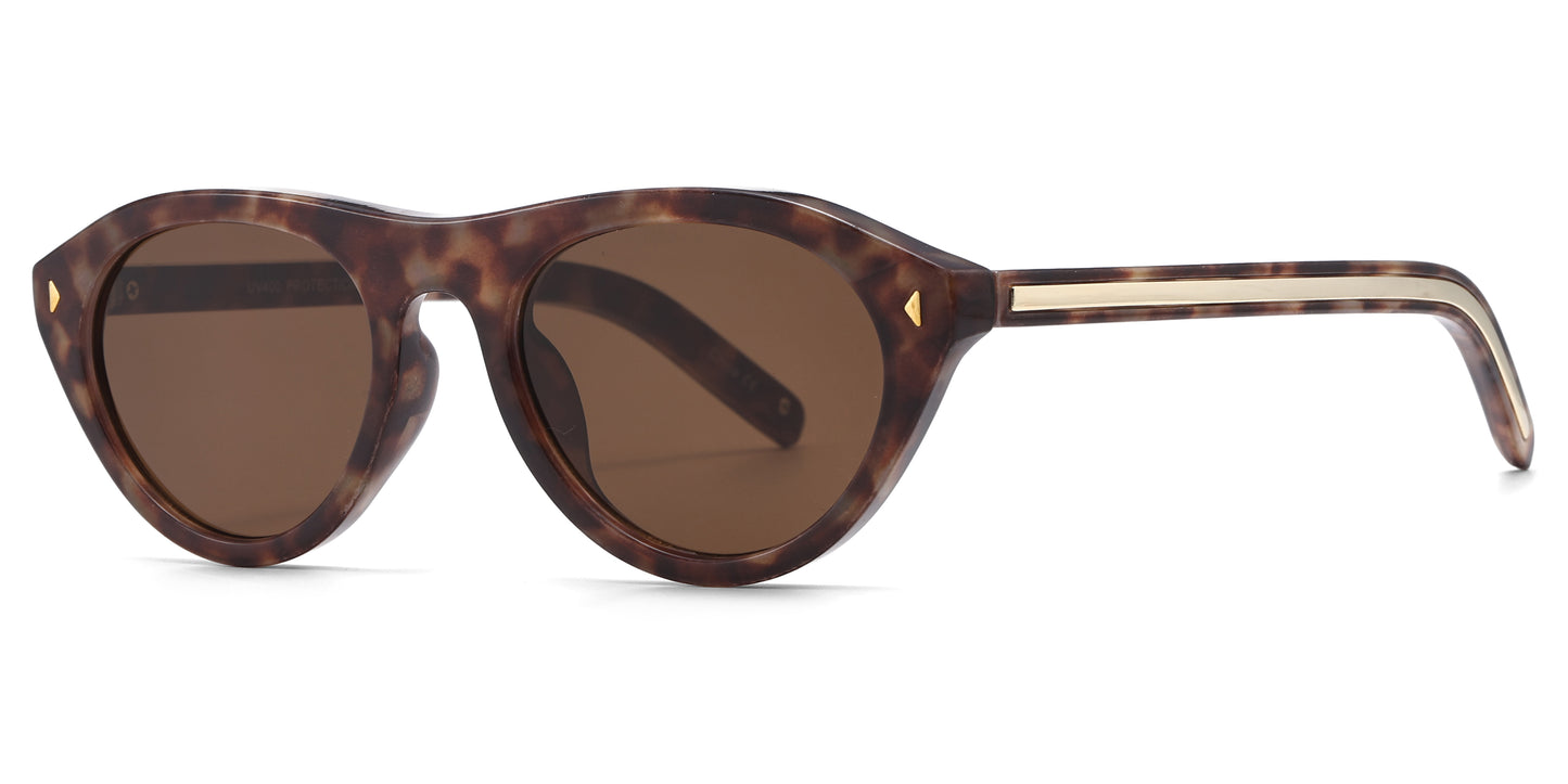 8155 - Geometric Cat Eye Plastic Sunglasses
