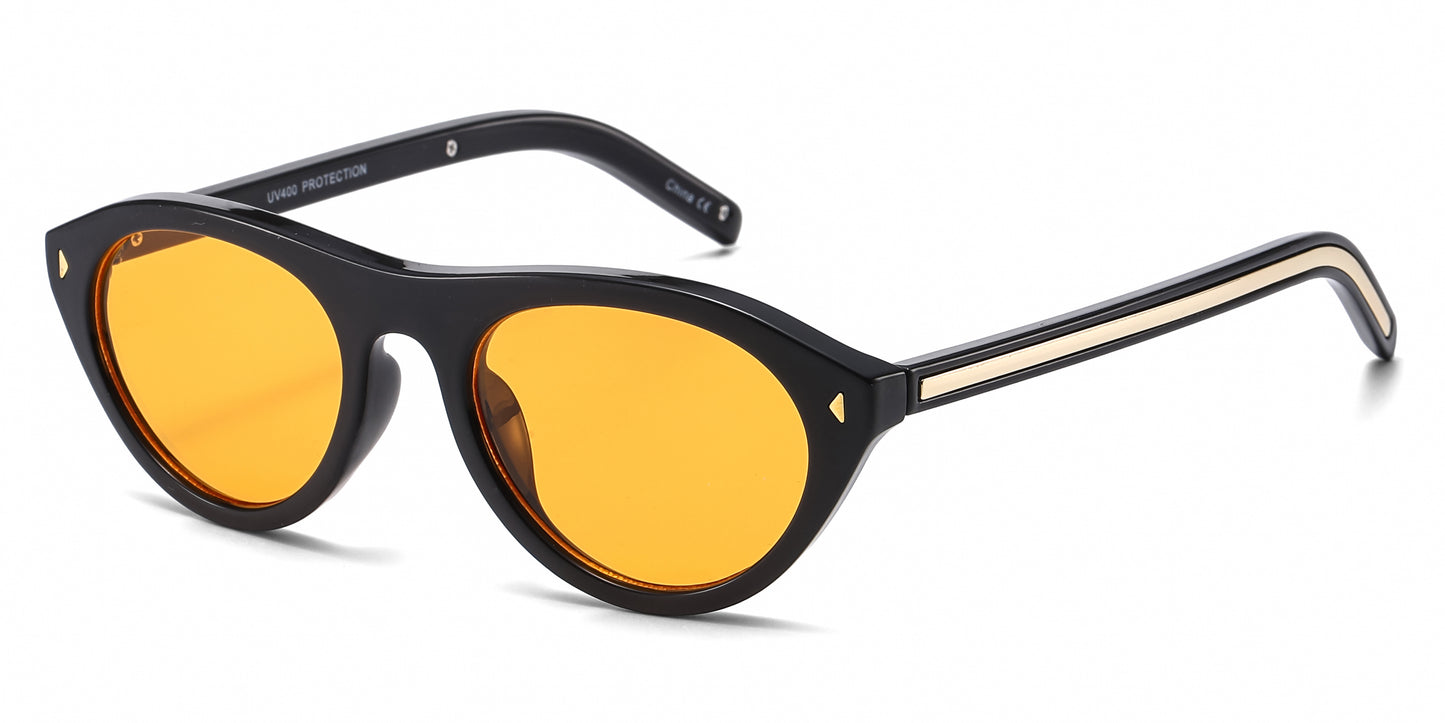 8155 - Geometric Cat Eye Plastic Sunglasses