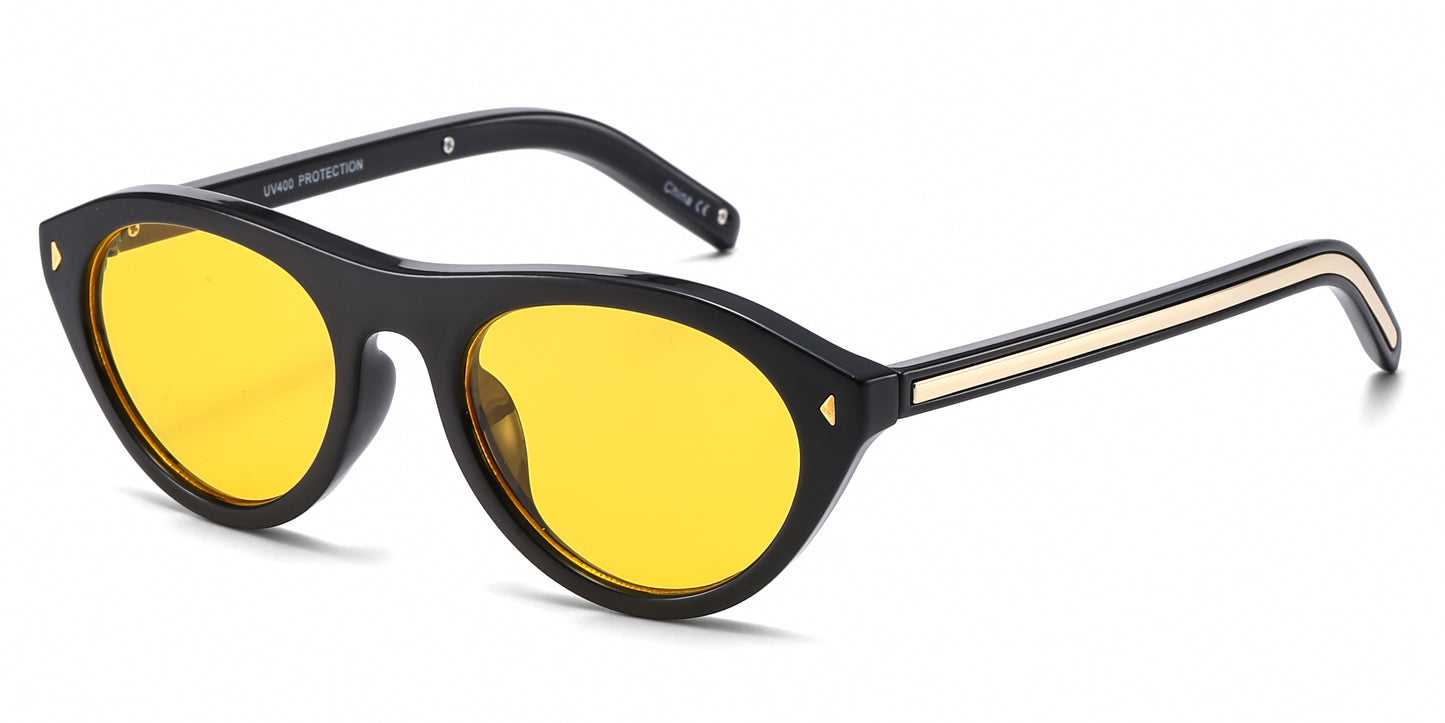 8155 - Geometric Cat Eye Plastic Sunglasses