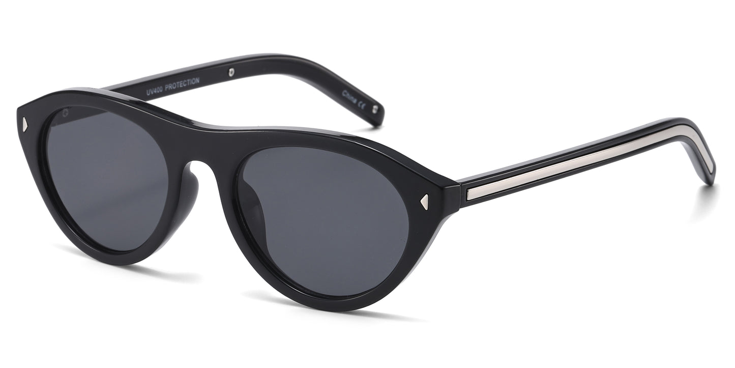 8155 - Geometric Cat Eye Plastic Sunglasses
