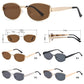8156 - Rectangular Metal Sunglasses with Metal Temple