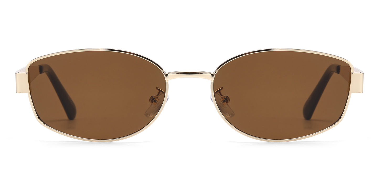 8156 - Rectangular Metal Sunglasses with Metal Temple