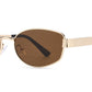 8156 - Rectangular Metal Sunglasses with Metal Temple