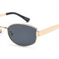 8156 - Rectangular Metal Sunglasses with Metal Temple