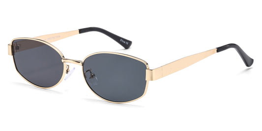 8156 - Rectangular Metal Sunglasses with Metal Temple