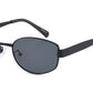 8156 - Rectangular Metal Sunglasses with Metal Temple