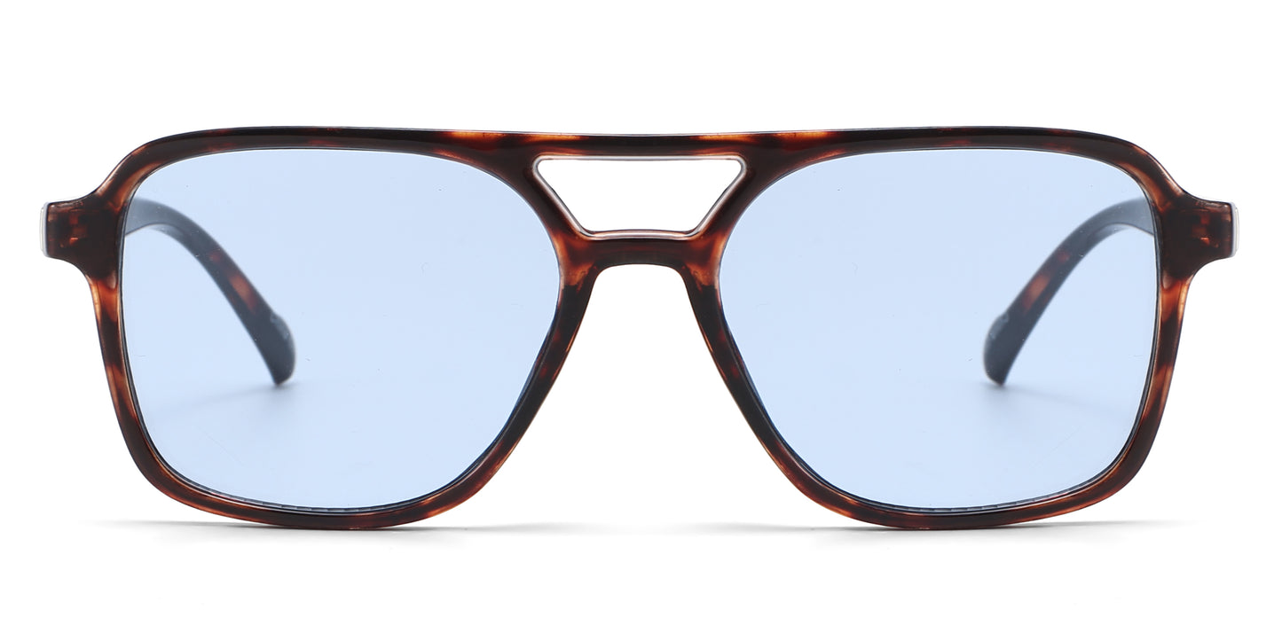 8158 - Brow Bar Square Aviator Plastic Sunglasses