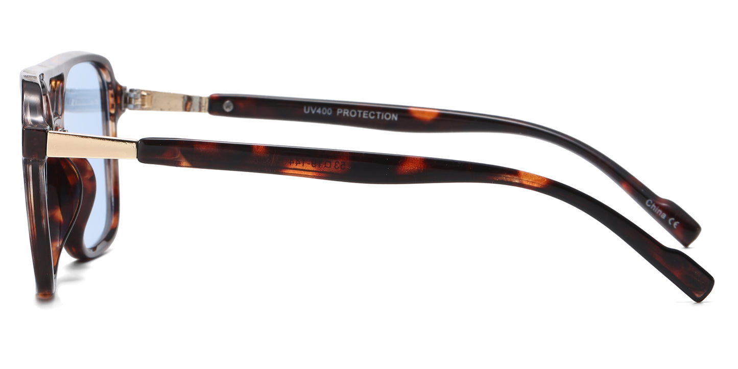 8158 - Brow Bar Square Aviator Plastic Sunglasses
