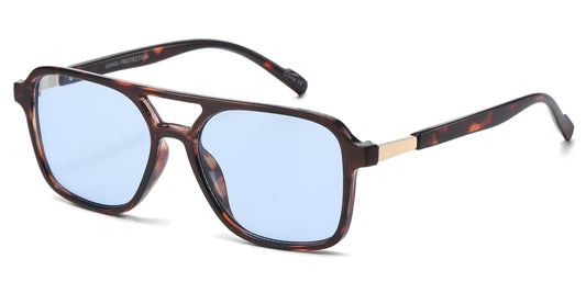 8158 - Brow Bar Square Aviator Plastic Sunglasses