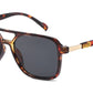 8158 - Brow Bar Square Aviator Plastic Sunglasses