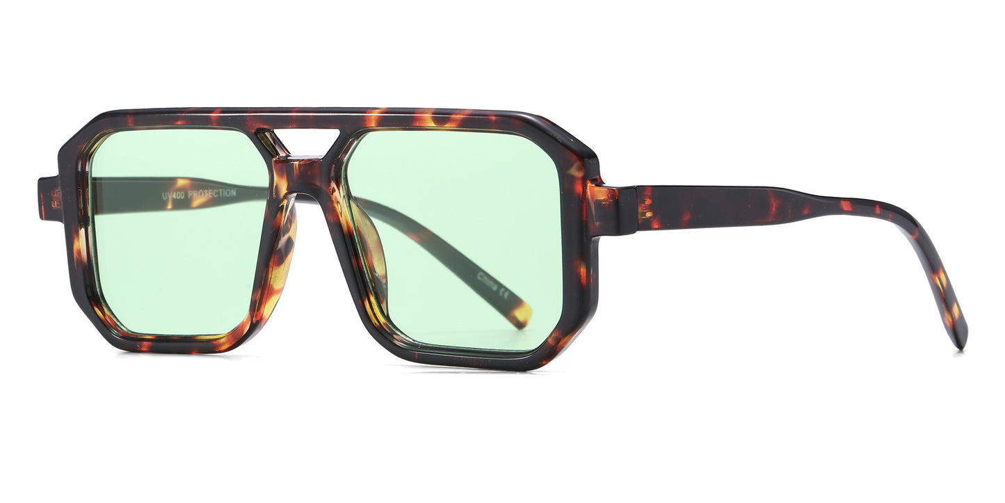 8186 - Squared Fashion Aviator Plastic Sunglasses