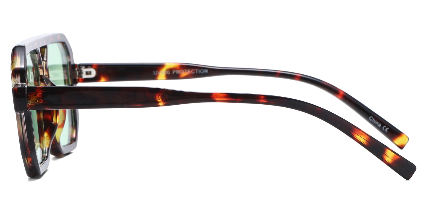 8186 - Squared Fashion Aviator Plastic Sunglasses