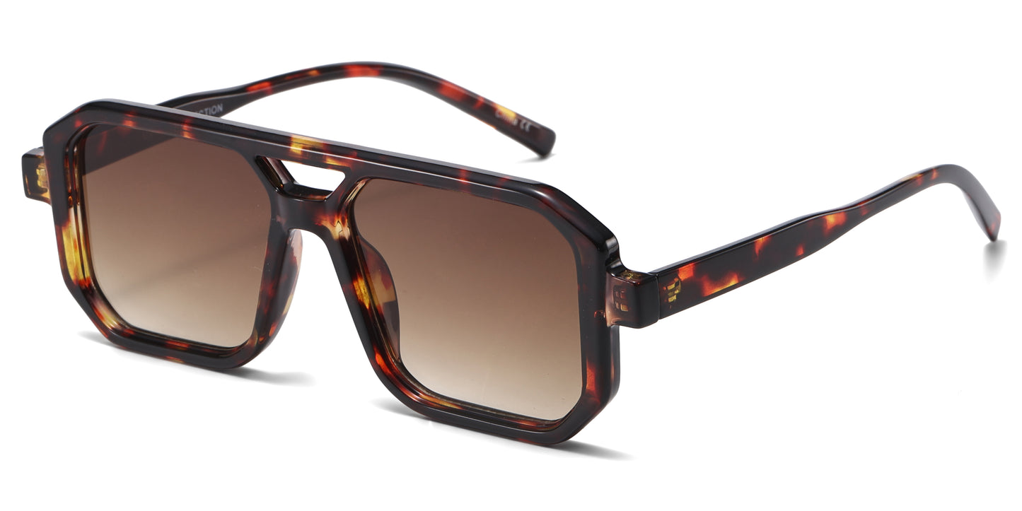 8186 - Squared Fashion Aviator Plastic Sunglasses