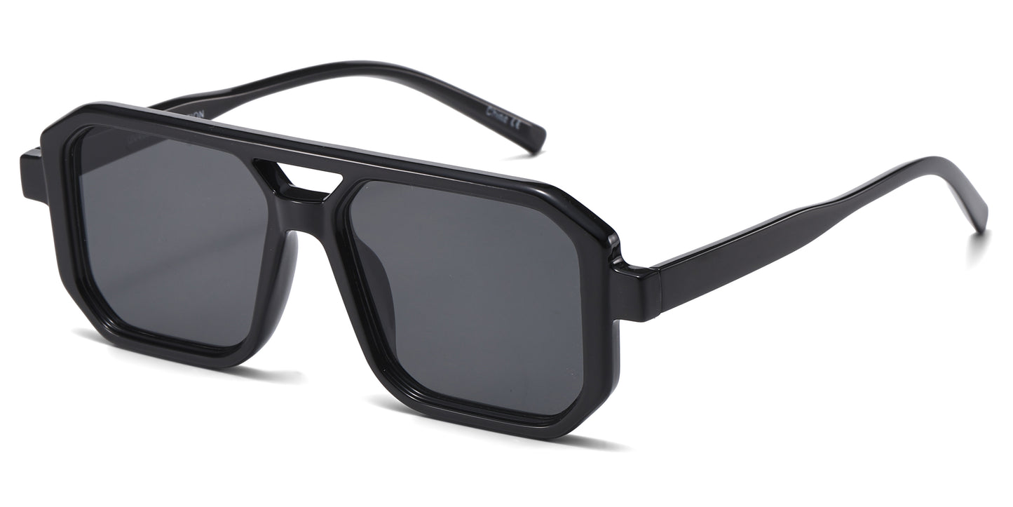 8186 - Squared Fashion Aviator Plastic Sunglasses
