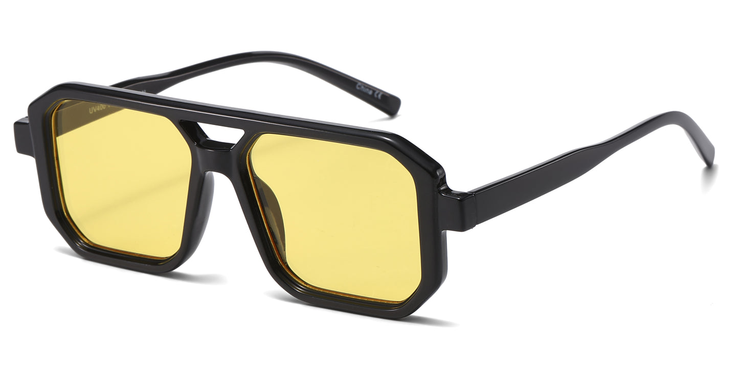 8186 - Squared Fashion Aviator Plastic Sunglasses