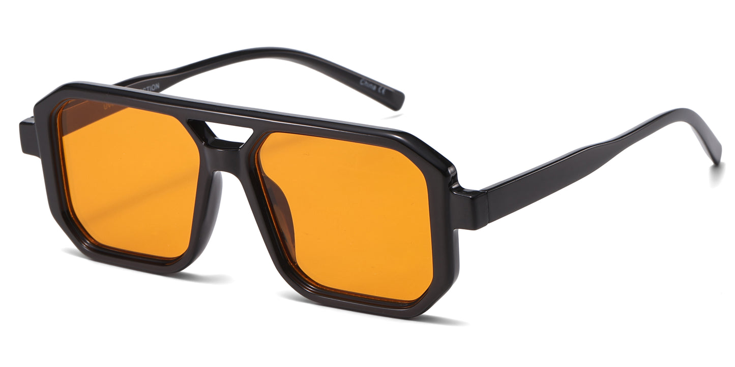 8186 - Squared Fashion Aviator Plastic Sunglasses