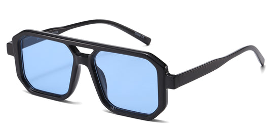 8186 - Squared Fashion Aviator Plastic Sunglasses