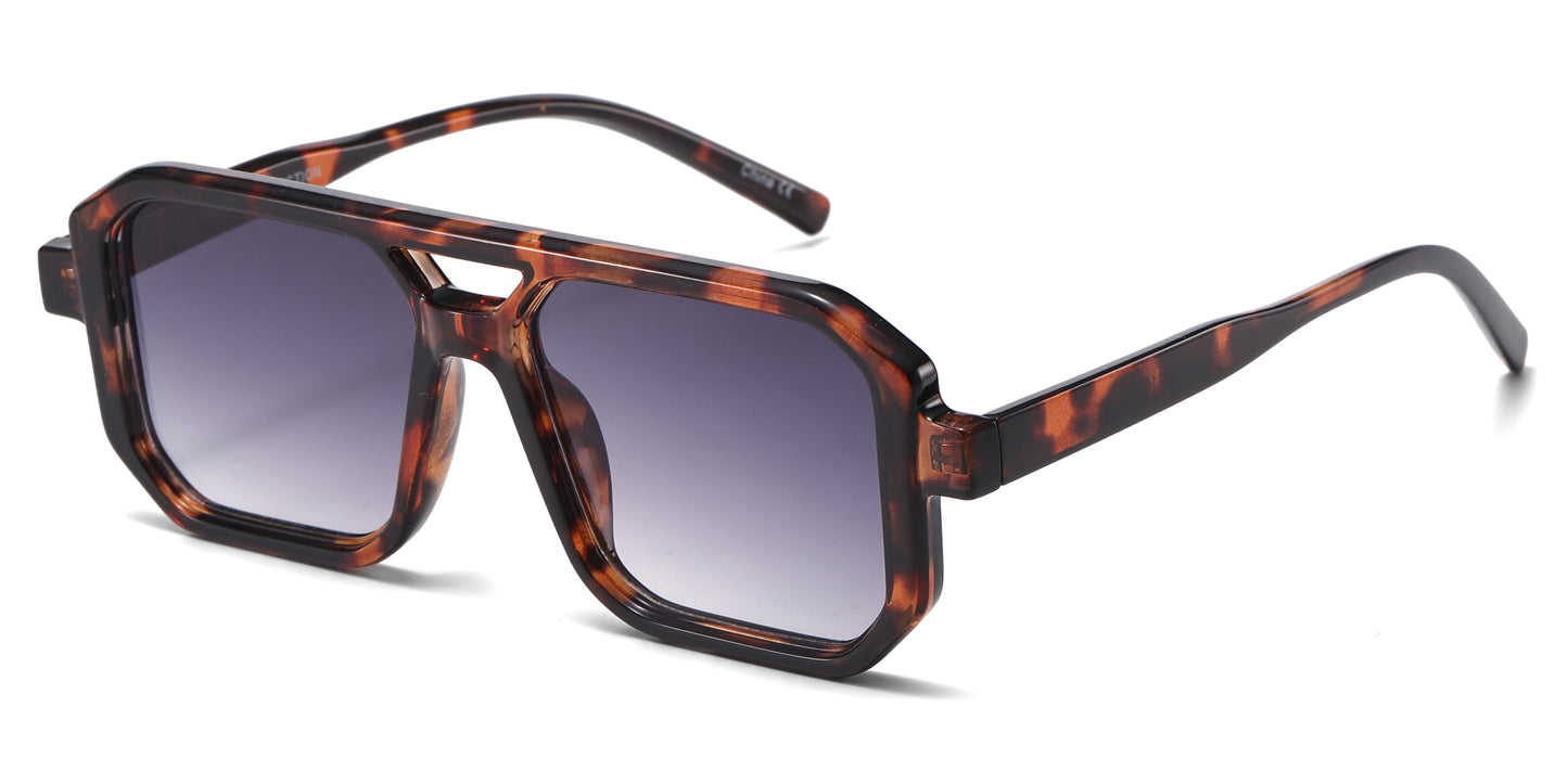 8186 - Squared Fashion Aviator Plastic Sunglasses