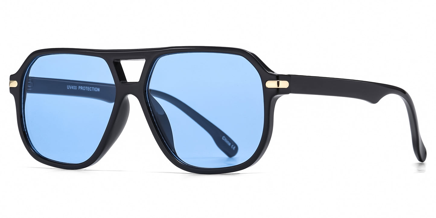 8187 - Classic Square Aviator Plastic Sunglasses