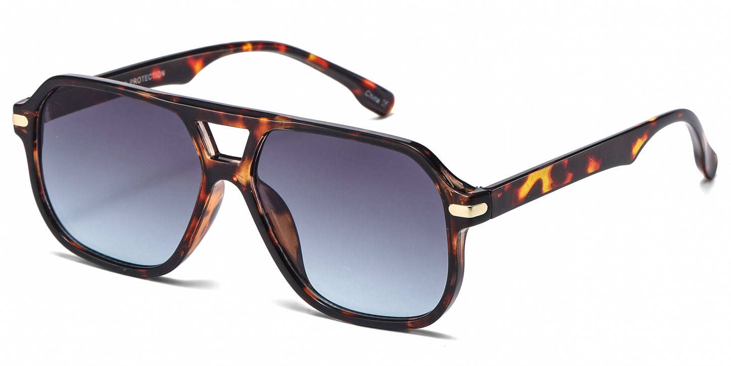 8187 - Classic Square Aviator Plastic Sunglasses
