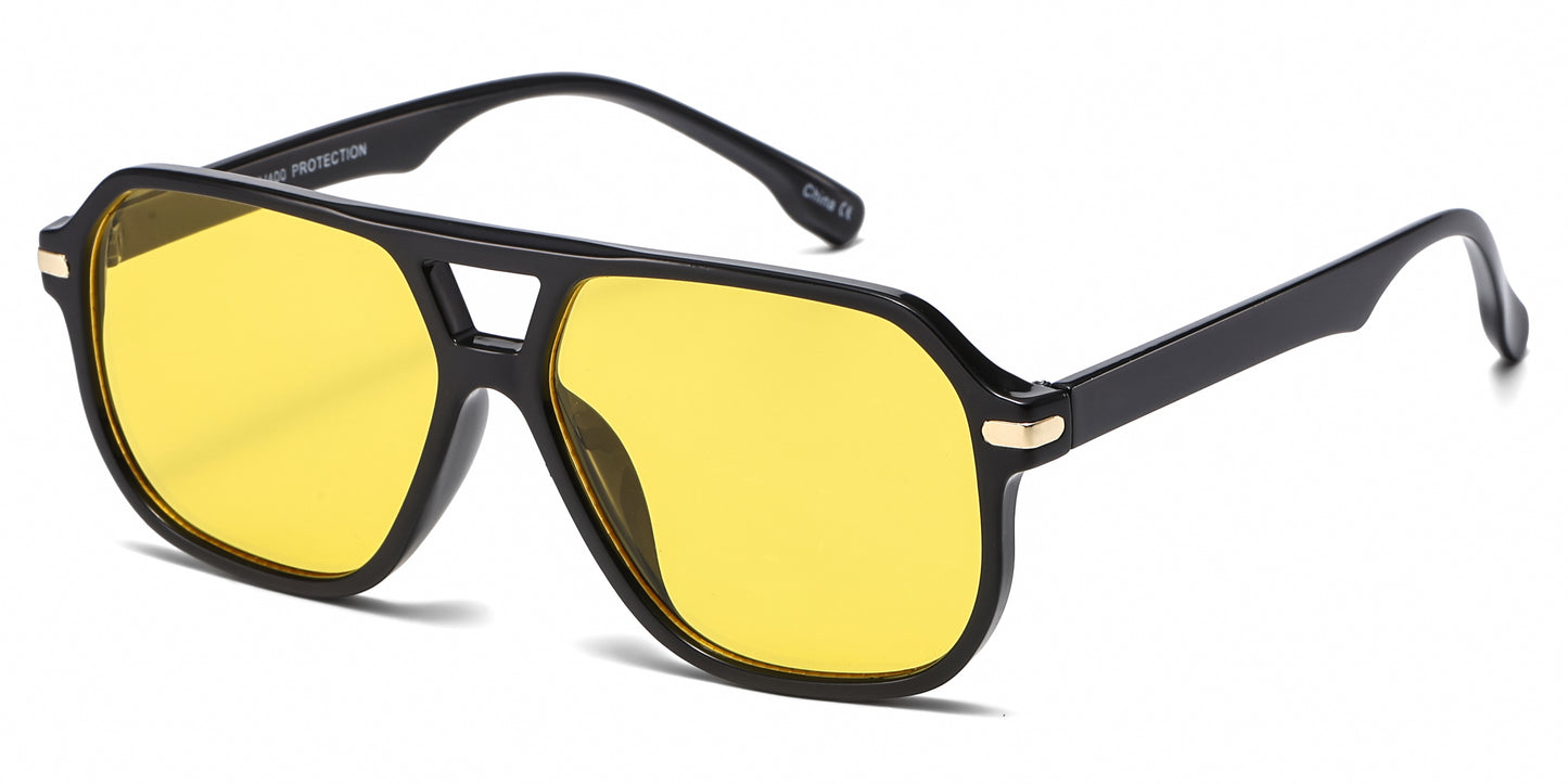 8187 - Classic Square Aviator Plastic Sunglasses