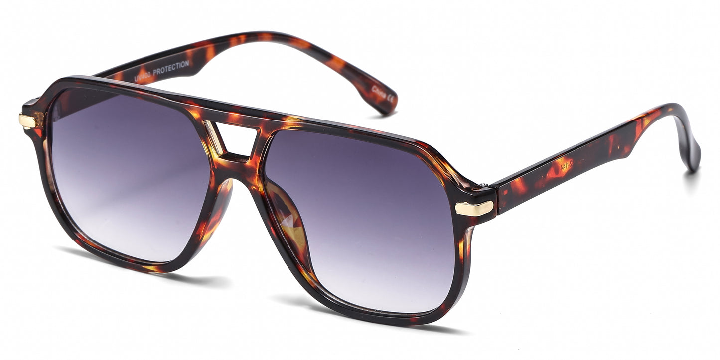 8187 - Classic Square Aviator Plastic Sunglasses