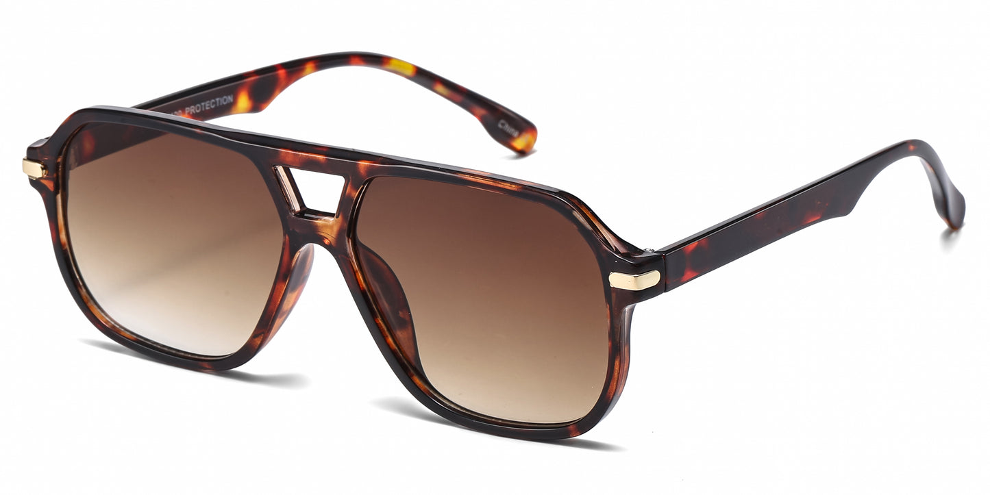 8187 - Classic Square Aviator Plastic Sunglasses
