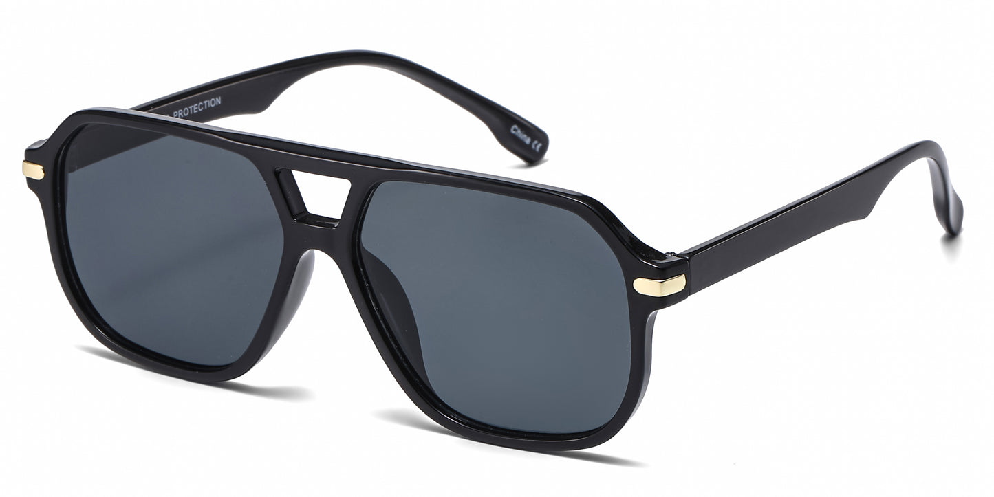 8187 - Classic Square Aviator Plastic Sunglasses