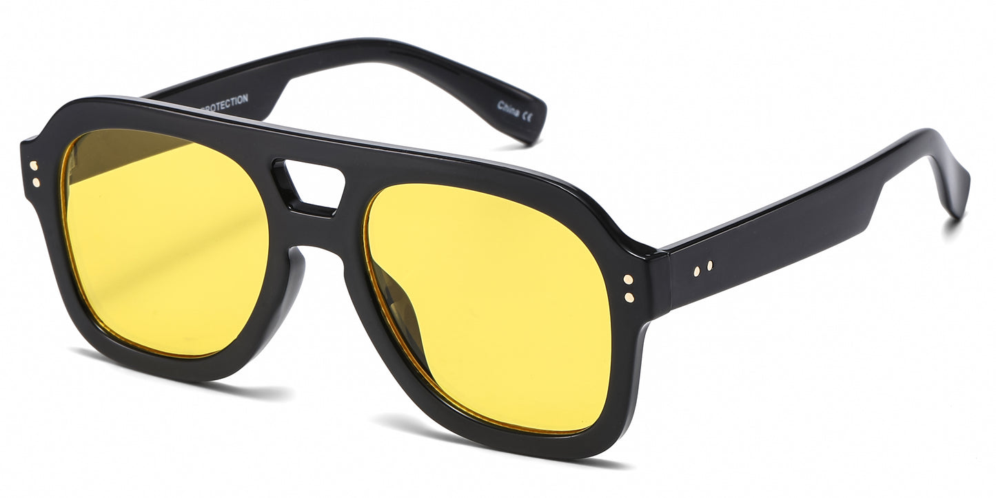 8188 - Bold Square Aviator Plastic Sunglasses