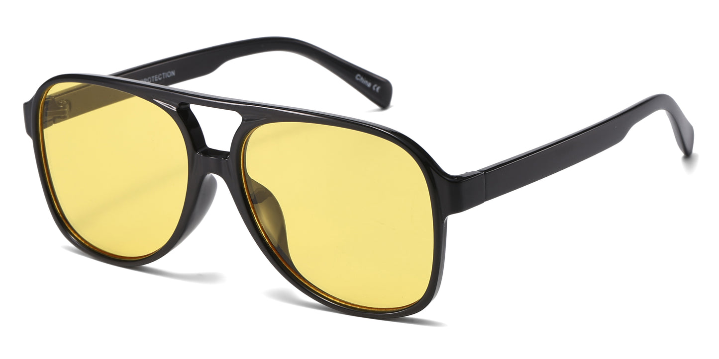 8190 - Plastic Flat Top Aviator Sunglasses