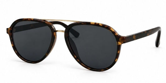 8820 - Retro Oval Shaped with Brow Bar Flat Lens Plastic Sunglasses