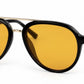 8820 - Retro Oval Shaped with Brow Bar Flat Lens Plastic Sunglasses