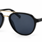 8820 - Retro Oval Shaped with Brow Bar Flat Lens Plastic Sunglasses