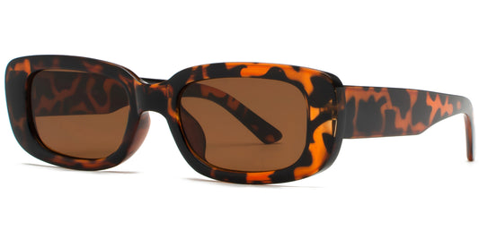 8905 Color - Rectangular Plastic Colorful Sunglasses with Flat Lens