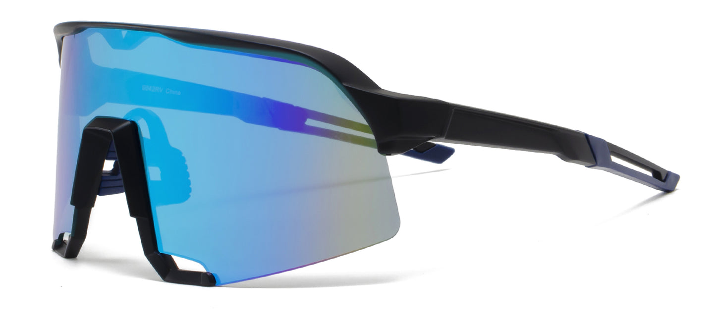 9042 RV - Plastic Sports Sunglasses with Color Mirror Lens