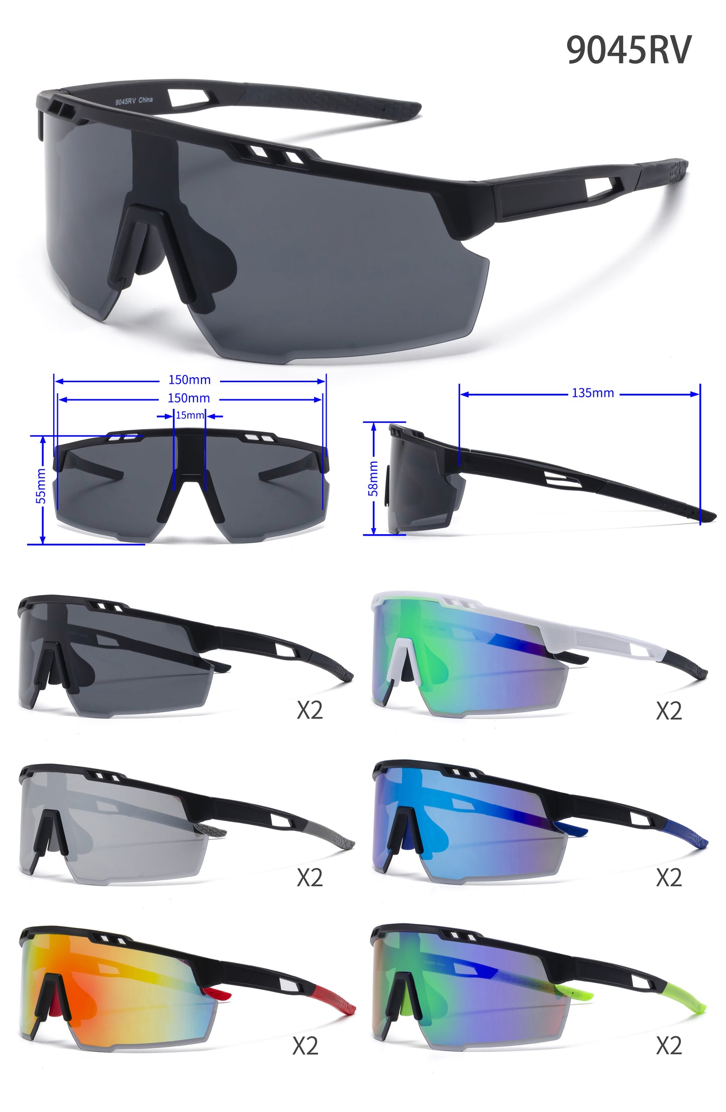 9045 RV - One Piece Lens Sports Sunglasses