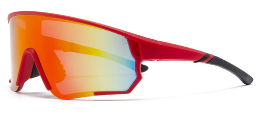 9046 RV - One Piece Sports Sunglasses with Color Mirror Lens